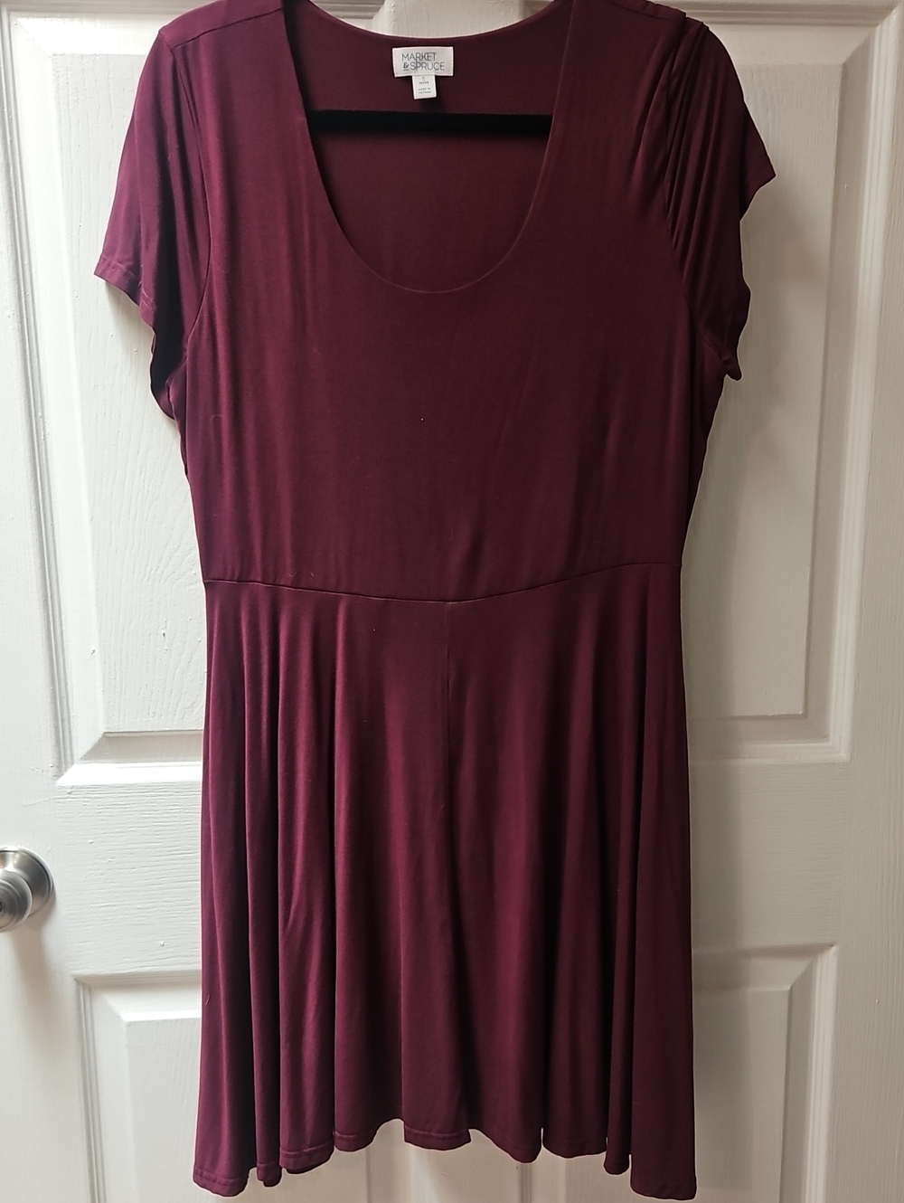 Market & Spruce Scoop Neck Fit-and-Flare Midi Dress - Burgundy